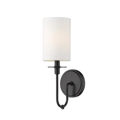 Rheems 1-Light Armed Sconce Three Posts Finish: Matte Black