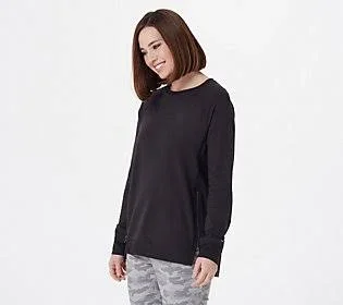 zuda Regular Z-Knit Tunic Pullover Sweatshirt - Size Large, Black