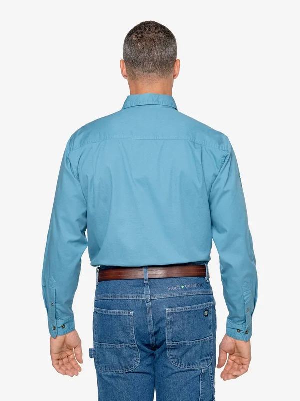 Insect Shield Men's Twill Work Shirt, Size Large, Stone, 100% Cotton
