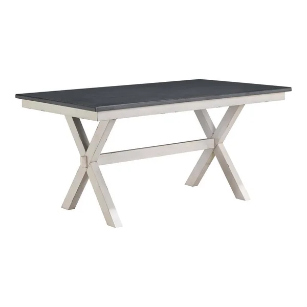 Furniture of America Paramus 60 in. Rectangle Gray and Antique White Wood Top Dining Table