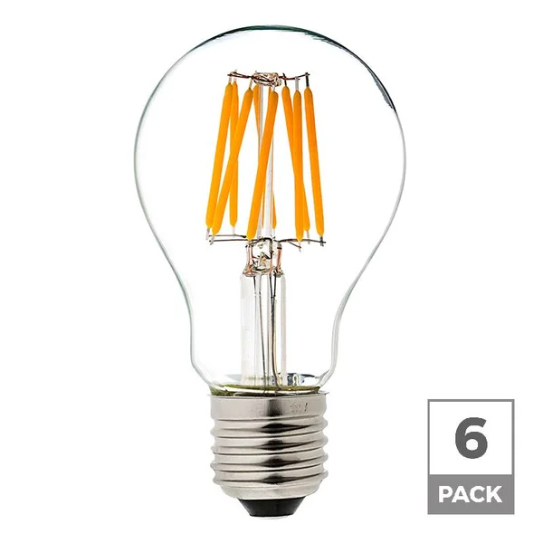 A19 LED Bulb - 50 Watt Equivalent LED Filament Bulb - 12V DC - 6 Pack