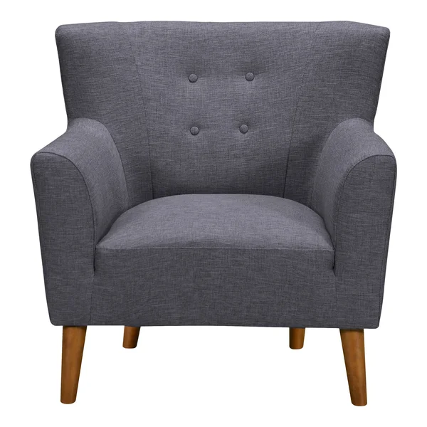 Armen Living Hyland Accent Chair in Champagne Wood Finish and Dark Grey Fabric