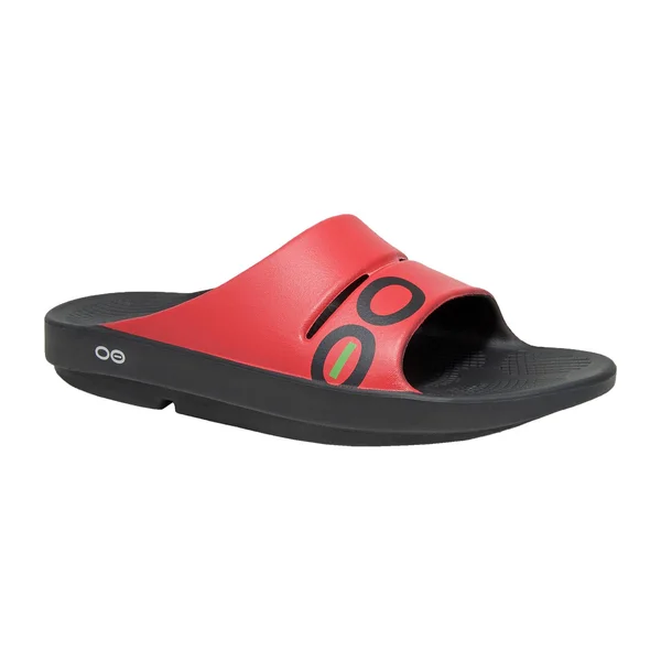 OOFOS OOahh Sport Impact Absorption Recovery Slide Sandals - Red/Black - M6w8