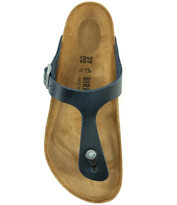 Birkenstock Women's Gizeh Sandal - 38 - Blue - Oiled Leather