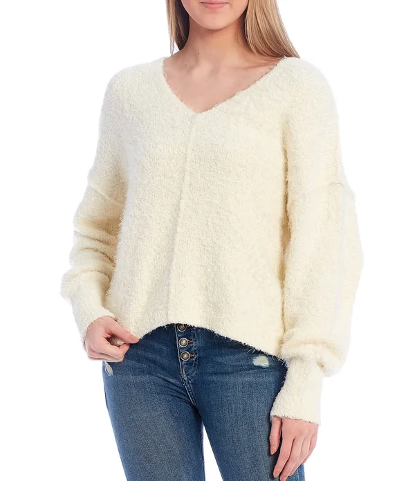 Icing V-Neck Pullover by Free People, Ivory, Xs