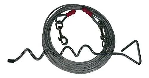 Freedom Ground Run Dog Tie Out with Ground Stake Corkscrew Dog Leash Freedom Pet Supply FGR-SD Choose Your Length (100 ft)