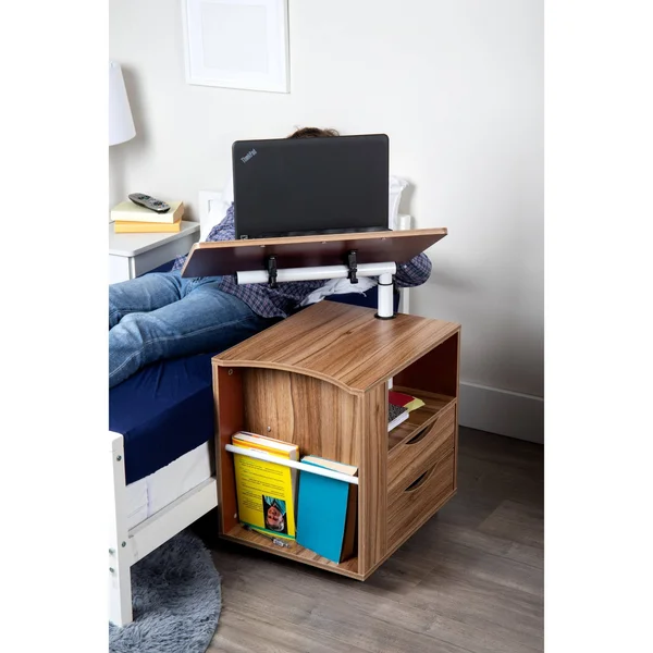 Mind Reader Bedside Workstation Adjustable Desk - Brown