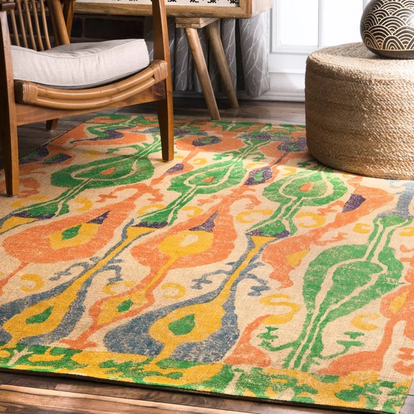nuLOOM Natural Machine Woven Paisley Jute Area Rug - 4& x 6&