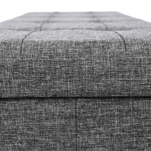 SONGMICS Folding Storage Ottoman Bench Storage Chest Foot Rest Stool with Metal SUPPORT - Holds Up to 660lb, Dark Grey ULSF77K