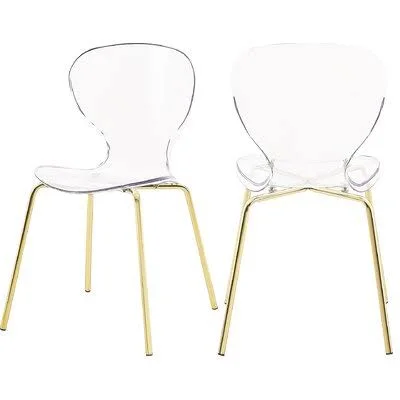 Eudora Stacking Side Chair in Clear Mercer41 Leg Color: Gold