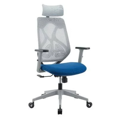 Ergonomic Breathable Mesh Back Task Chair Inbox Zero Upholstery Color: Gray/Blue, Frame Color: White