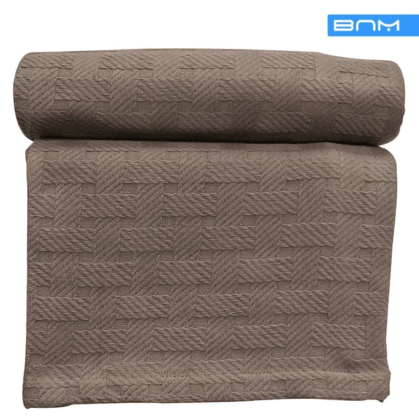Basket Weave King Cotton Blanket - Lightweight Summer Blanket, Charcoal