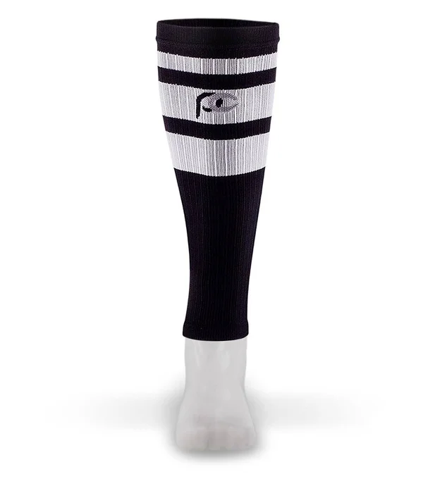Pro Compression Calf Sleeves - Black Classic Stripe, L/XL, Best Compression Sleeves for Men, Women, Running, Sports
