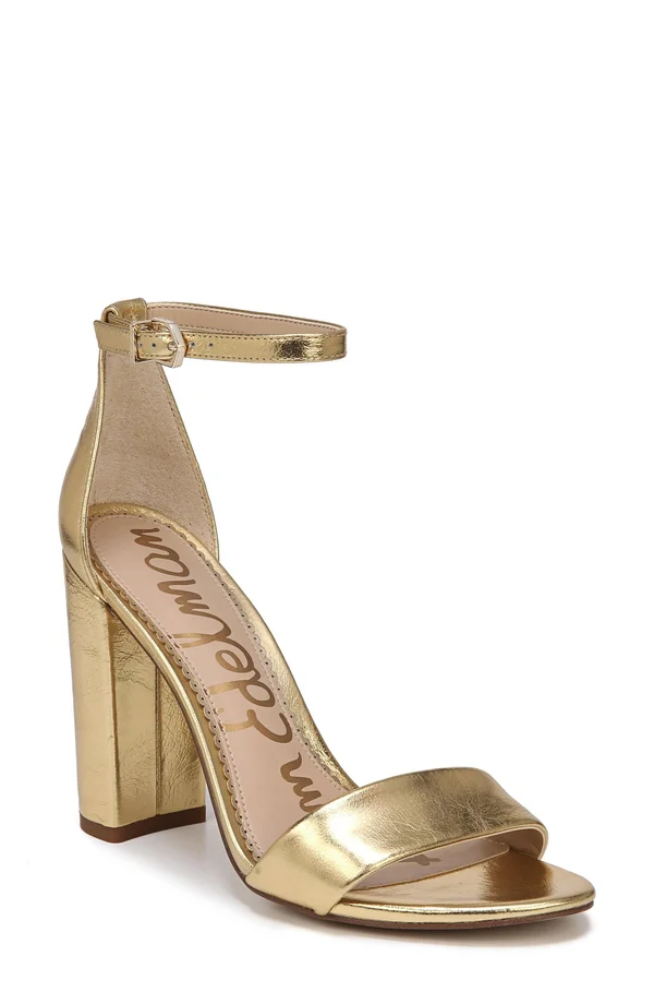 Women's Sam Edelman Yaro Ankle Strap Sandal, Size 9.5 M - Metallic
