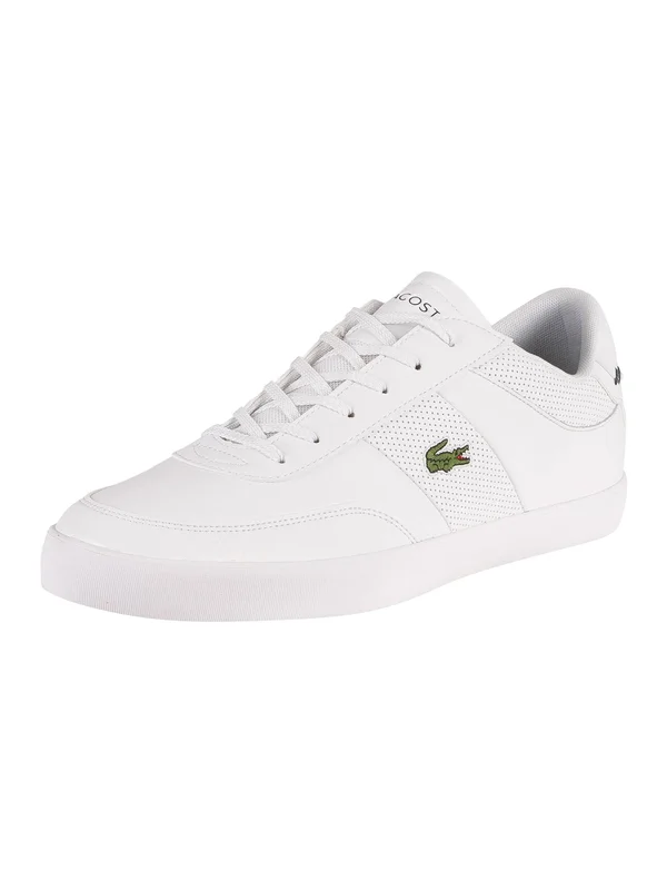 Lacoste Court Master Perf Stripe Sneakers in White Leather