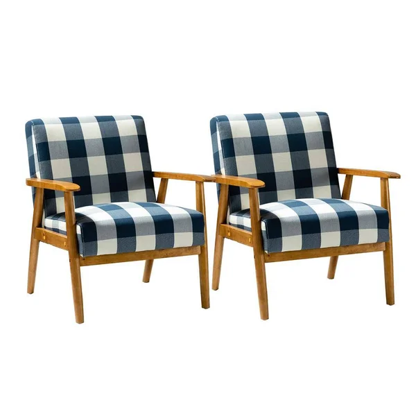 Jayden Creation Davina Navy Accent Arm Chair with Tight Back (Set of 2), Blue