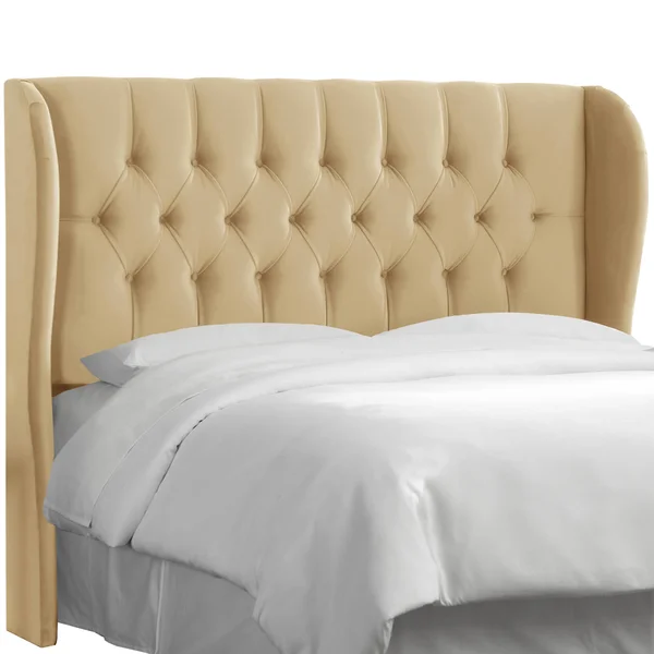 Skyline Tufted Wingback Panel Headboard in Beige - Queen