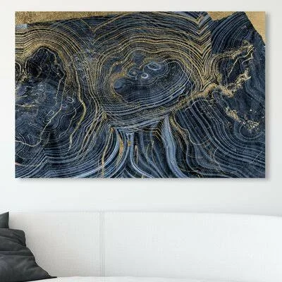 &Blue Dream Agate& Painting on Canvas House of Hampton Size: 36x22 H x 54x22 W x 1.5x22 D