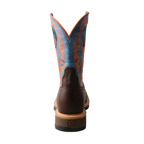 Twisted x Men's MCW0010 Cowboy Western Work Boot, Dark Brown/Sky Blue Leather