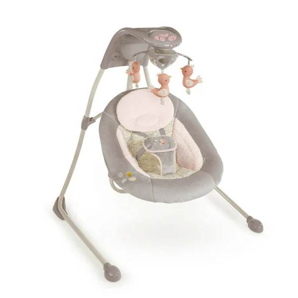 Ingenuity InLighten Cradling Plug-In Swing with LightBeams Mobile - Flora The Unicorn