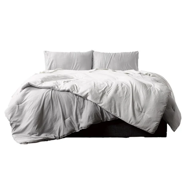 Reversible Brushed Microfiber Plush Down-Alt Comforter 3 Piece Set White/Platinum, King