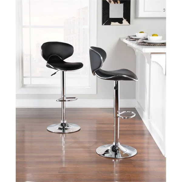 Powell Furniture Chrome Bar Stool - Black