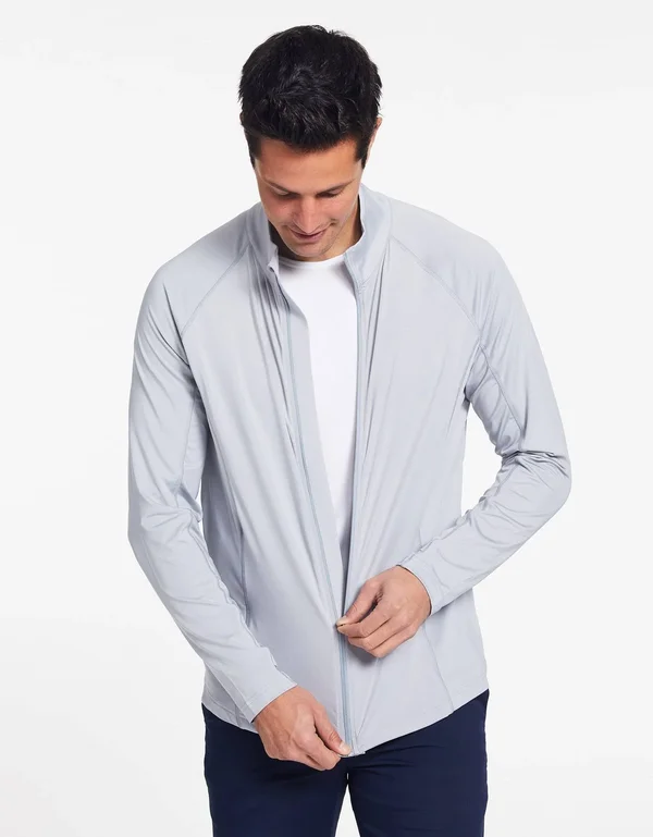 UPF 50+ Sun Protective Essential Full Zip Jacket for Men - Solbari Light Grey