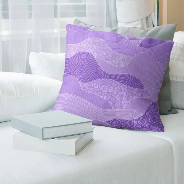 Porch & den Camellia Classic Waves Throw Pillow - 18 x 18 - Purple - Cotton