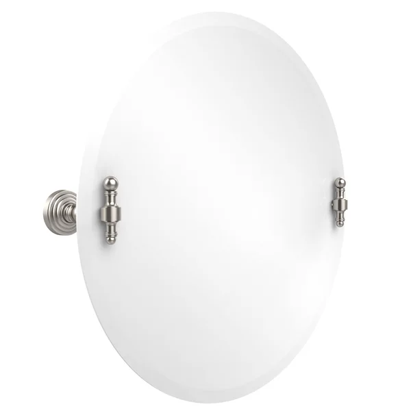 Allied Brass Frameless Round Tilt Mirror Beveled Edge Satin Nickel
