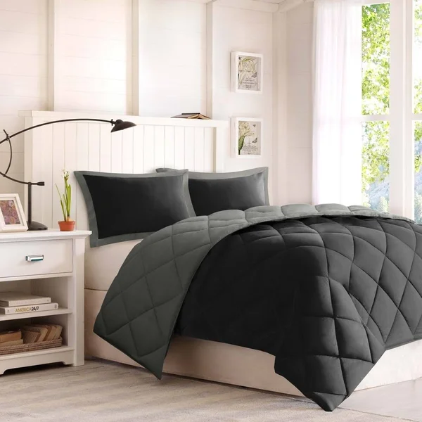 Porch & den McCloy Reversible Down Alternative Comforter Mini Set - Black/Grey - King