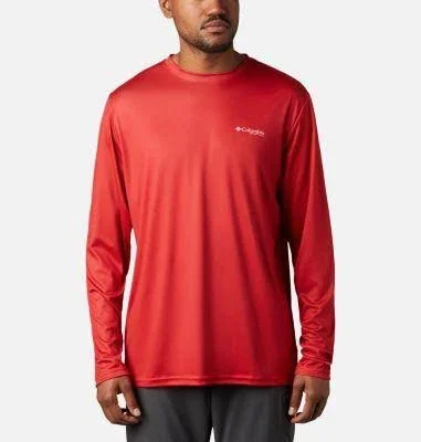 Columbia Men's Terminal Tackle PFG Fish Flag Long Sleeve, Cool Grey/TX Fish, Small