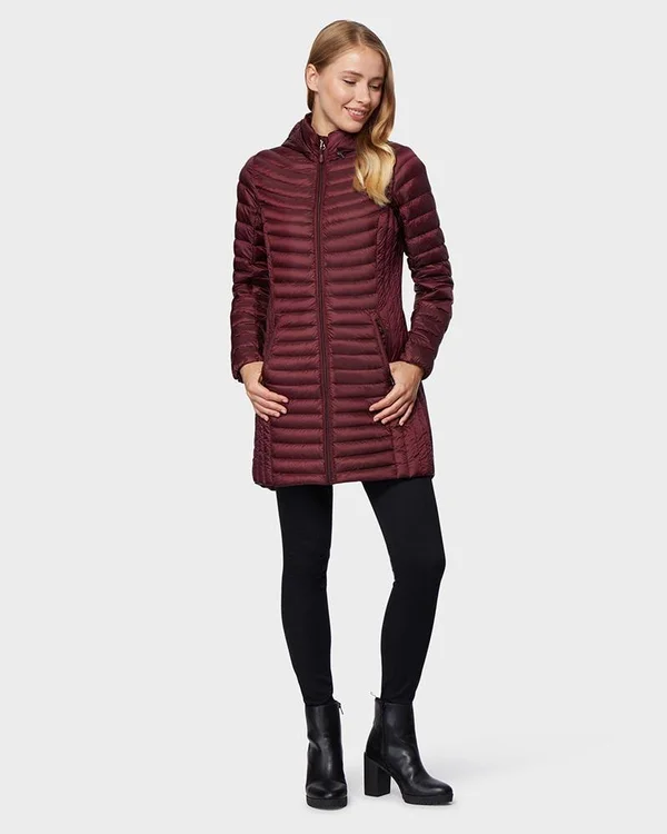 32 Degrees Women's Ultra-Light Long Packable Down 3/4 Jacket Black, XXL