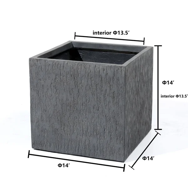 Luxen Home 11.75in. H Square Gray MgO Planter