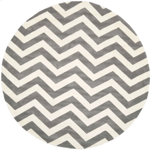 Safavieh Chatham CHT715D Dark Grey, Ivory 7& x 7& Round Area Rug