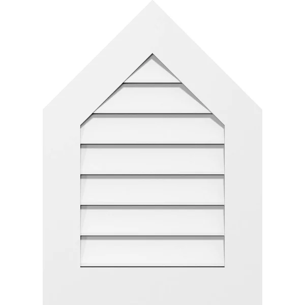 Ekena Millwork GVPPE22X3801SF-07 22x22W x 38x22H Peaked Top Surface Mount PVC Gable Vent 7/12 Pitch: Functional - w/ 3-1/2x22W x