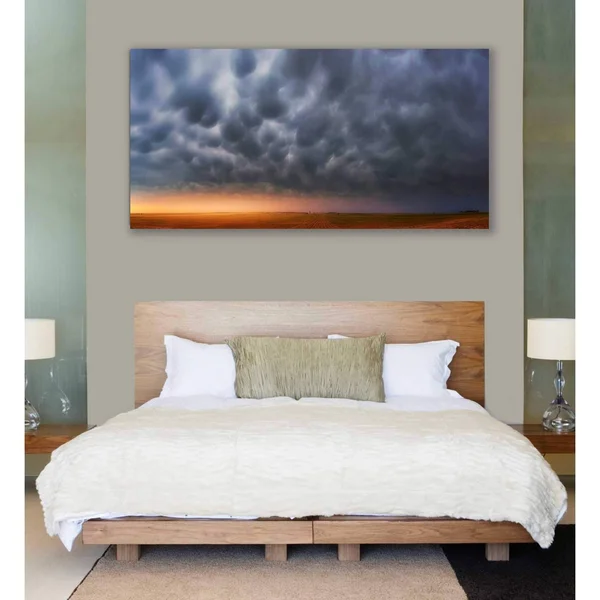 Epic Graffiti Mammatus Over Madrid by Darren White - Giclee Canvas Wall Art 20 inch x 40 inch, Size: 20 x 40, Gray