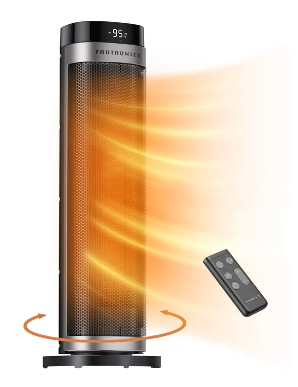 TaoTronics PTC Space Heater, 1500W Fast HEATING Ceramic, 24” High Tower Heater