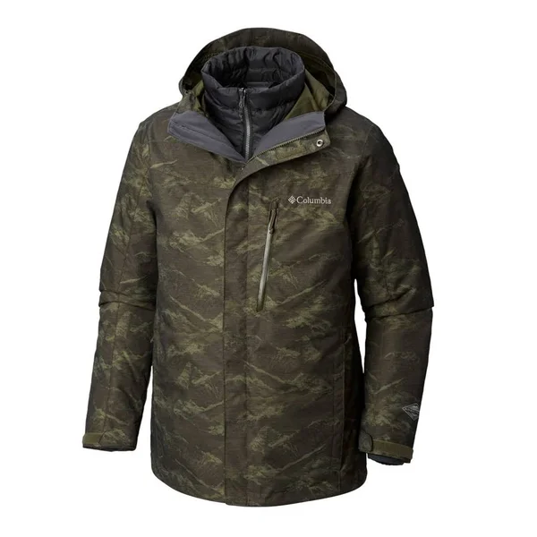 Columbia Whirlibird III Interchange Mens Insulated Ski Jacket Peatmoss Mountain Jacquard 2x