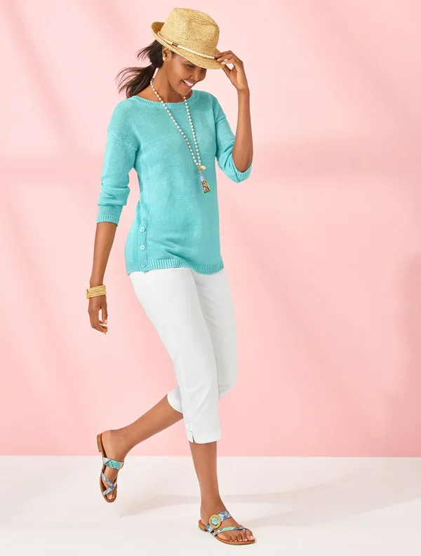 Perfect Skimmers Pants - Solid - White - 14 Talbots