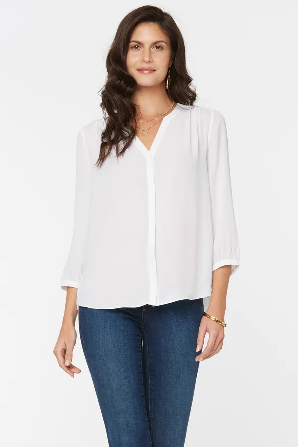 Nydj Women's Pintuck Blouse - White - Size Large