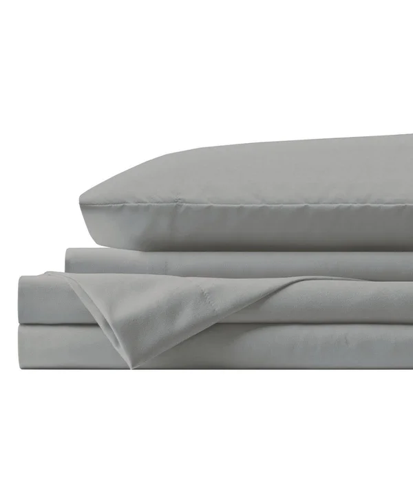 Lanwood Microfiber Sheet Set, King, Light Gray with POLYGIENE