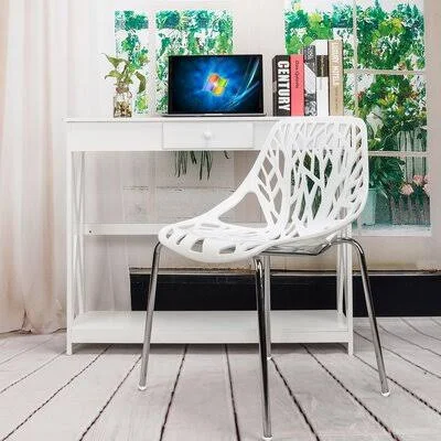 Clinchport Windsor Back Stacking Side Chair Wade Logan Color: White