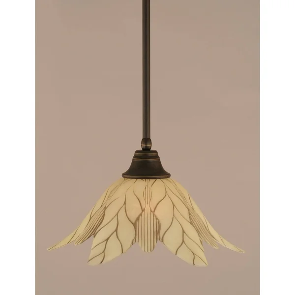 Toltec Lighting-26-DG-58319-One Light Stem Pendant Dark Granite Finish with Tiger Glass - 50cm x 24cm