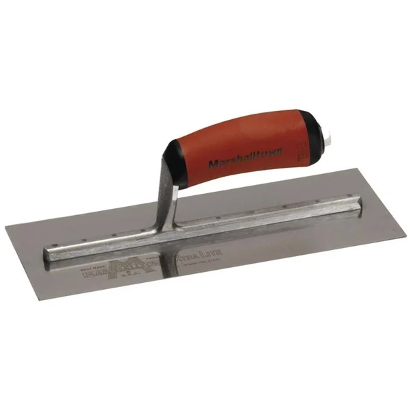 Marshalltown MXS4SSD 11 1-2 x 4 3-4 Stainless Steel Finishing Trowel Curved DuraSoft Handle