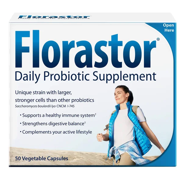 Florastor Daily Probiotic Supplement for Men & Women - 250 mg, 50 Capsules
