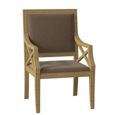 Gramercy Upholstered King Louis Back Arm Chair Fairfield Chair Body Fabric: 9508 Charcoal - Frame Color: Hazelnut
