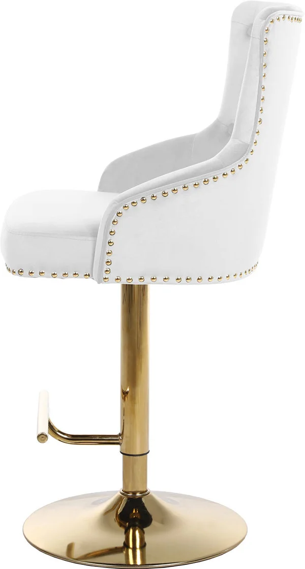 Meridian Furniture Claude White Velvet Adjustable Stool