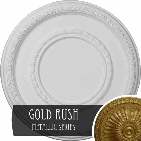 17 3/8 inchod x 1 1/8 inchp Federal Roped Large Ceiling Medallion (Fits Canopies Up to 7 3/4 inch), Hand-Painted Gold