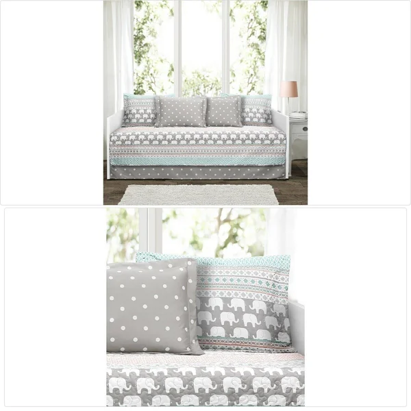 Lush Decor Elephant Stripe 6-Piece Daybed Cover Set - Blue, 39" x 75"