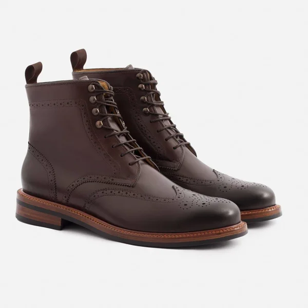 Beckett Simonon Nolan Brogue Boots, Brown, Size 8.5, Men's Boot